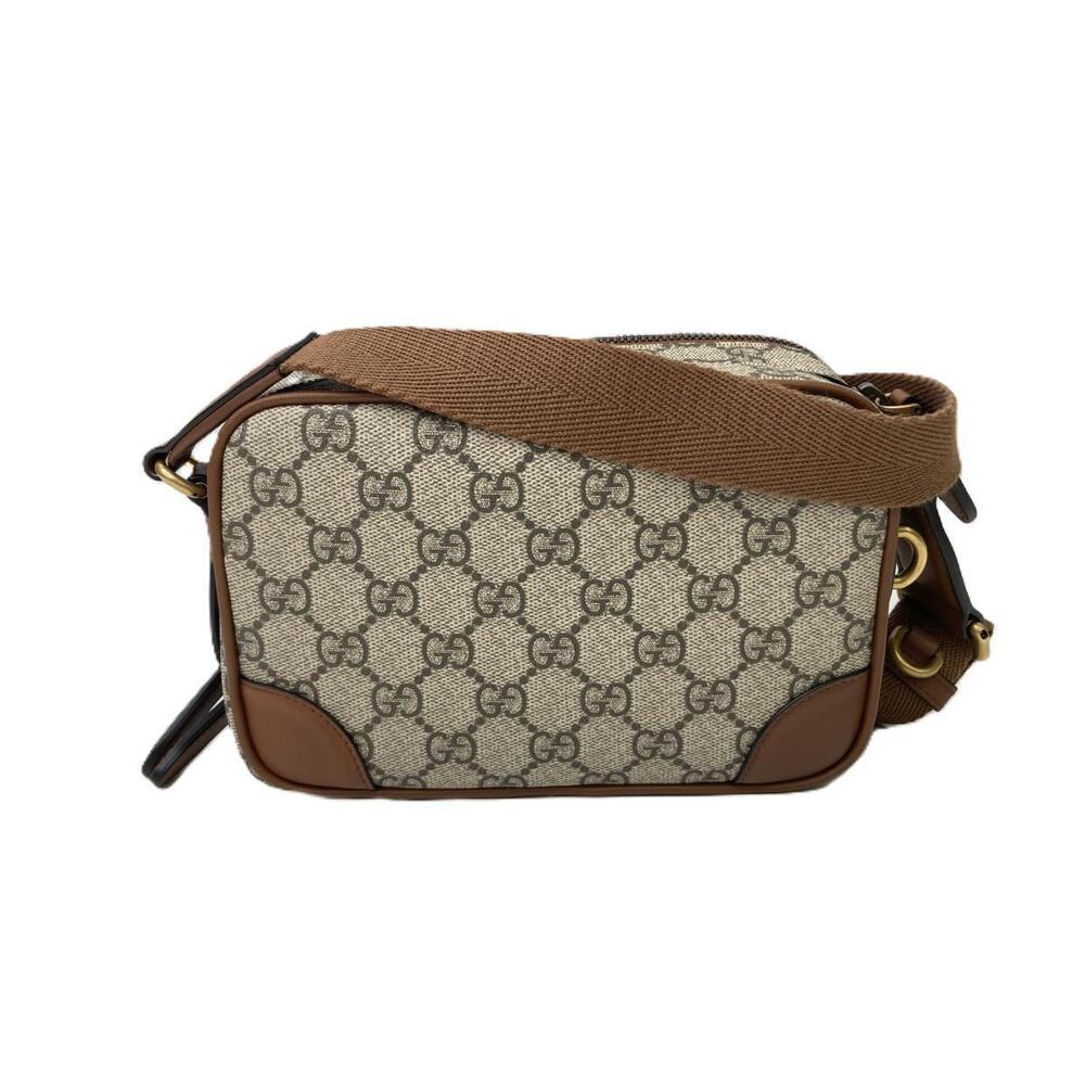 GUCCI GG Emblem Leather Shoulder Bag Brown Crossbody